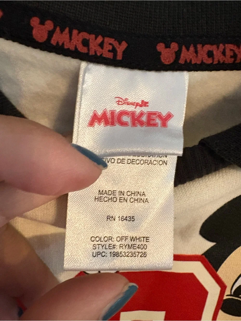 Disney Cream & Black Mickey Mouse '28' Polo long sleeve